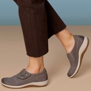 Aetrex Karina 41 / US 10 Monk Strap Navy Nubuck Slip On Orthopedic Comfort Shoe